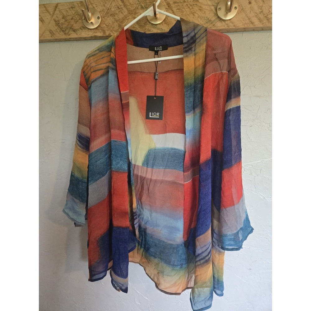Lior Paris Sheer Duster Kimono Art To Wear Artsy NWT L Unique Resort Fun